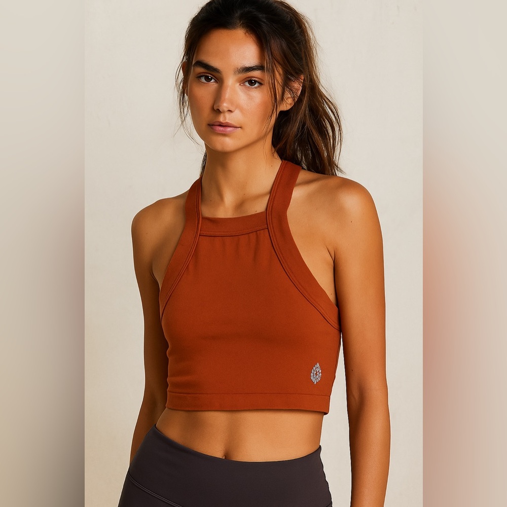 Free People Crop Top Orange/Rust Sz XS/S Brown Halter
